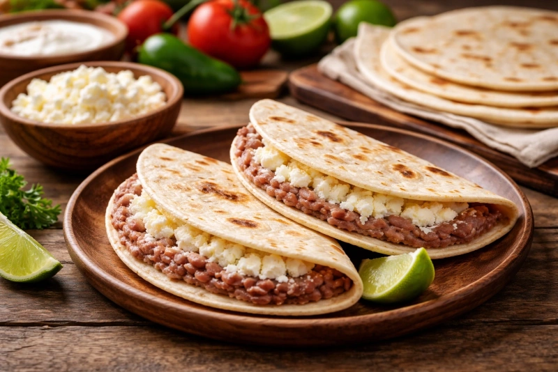 Deliciosas baleadas hondureñas con frijoles y queso