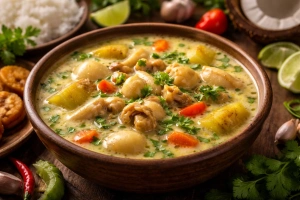 Deliciosa sopa de caracol hondureña con leche de coco