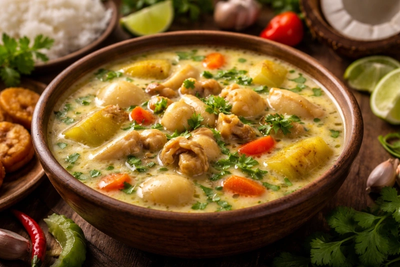 Deliciosa sopa de caracol hondureña con leche de coco