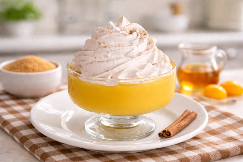 Delicioso suspiro a la limeña servido en copa elegante