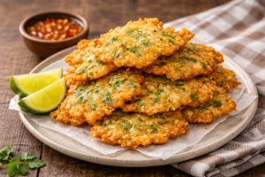 Deliciosos bacalaitos fritos crujientes y doraditos