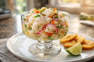 Ceviche panameño de corvina fresco y delicioso