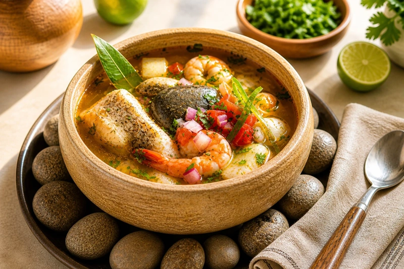 Caldo de piedra oaxaqueño cocido al natural en jícara